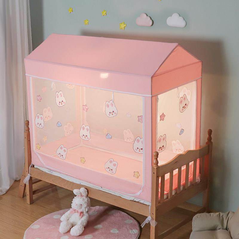 新款儿童床蚊帐防摔加固婴儿童防掉床蒙古包全包底遮光可定制房子