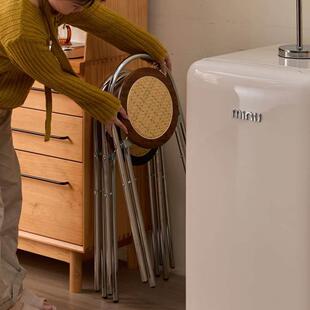 藤编覆古折叠椅子小户型家用折叠餐椅阳台新款椅子不占地方的椅子