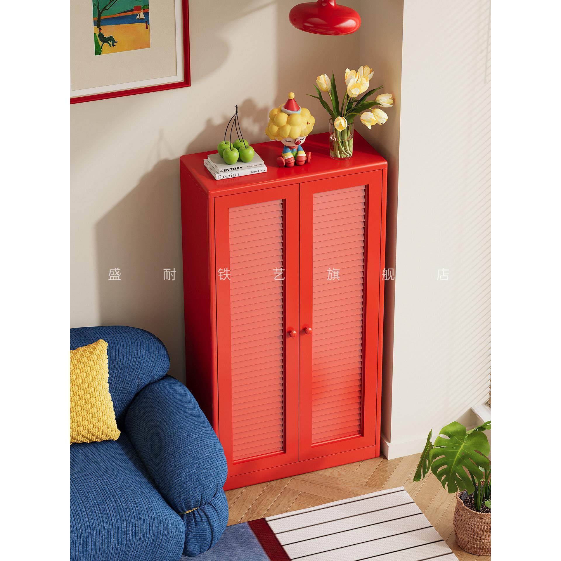 覆古风金属书柜书架客厅电视旁边置物柜落地家用铁皮唱片柜杂志柜,住宅家具,单个书柜,淘宝优惠券,粉丝福利购,淘宝优惠卷