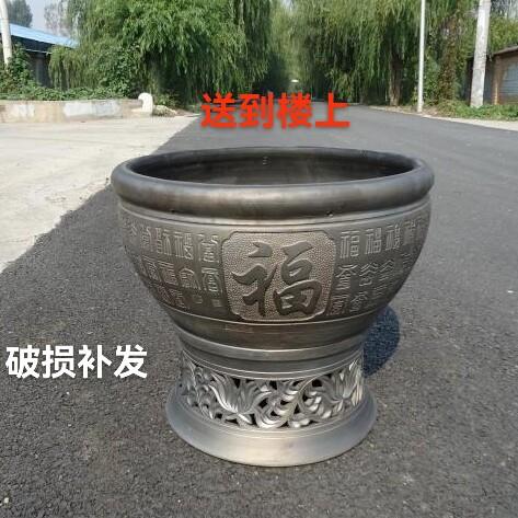 老北京鱼盆庭院老式古法陶瓷水培金鱼乌龟泥瓦缸超大黑陶百福鱼缸