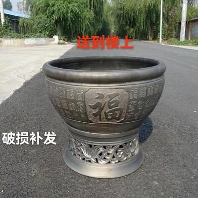 老北京鱼盆庭院老式古法陶瓷水培金鱼乌龟泥瓦缸超大黑陶百福鱼缸