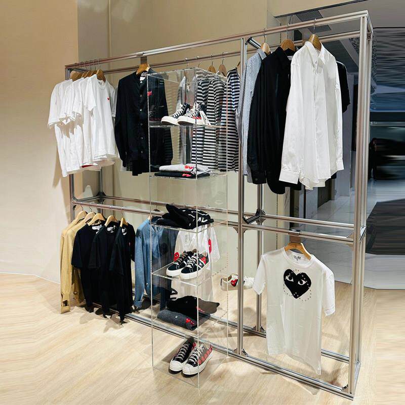 商用简约设计铝材衣架可定制个性服装店置物架家用落地收纳衣帽架