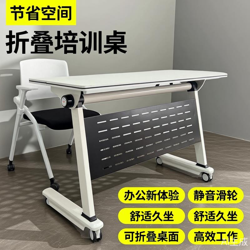折叠移动办公培训桌拼接组合会议学习长条桌阅览桌培训机构辅导桌