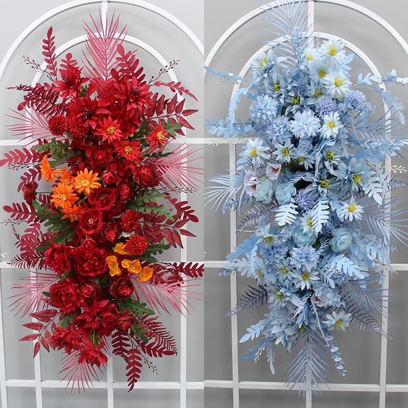 新款婚庆仿真花长条挂花婚礼布置花艺花条迎宾区舞台背景装饰挂花