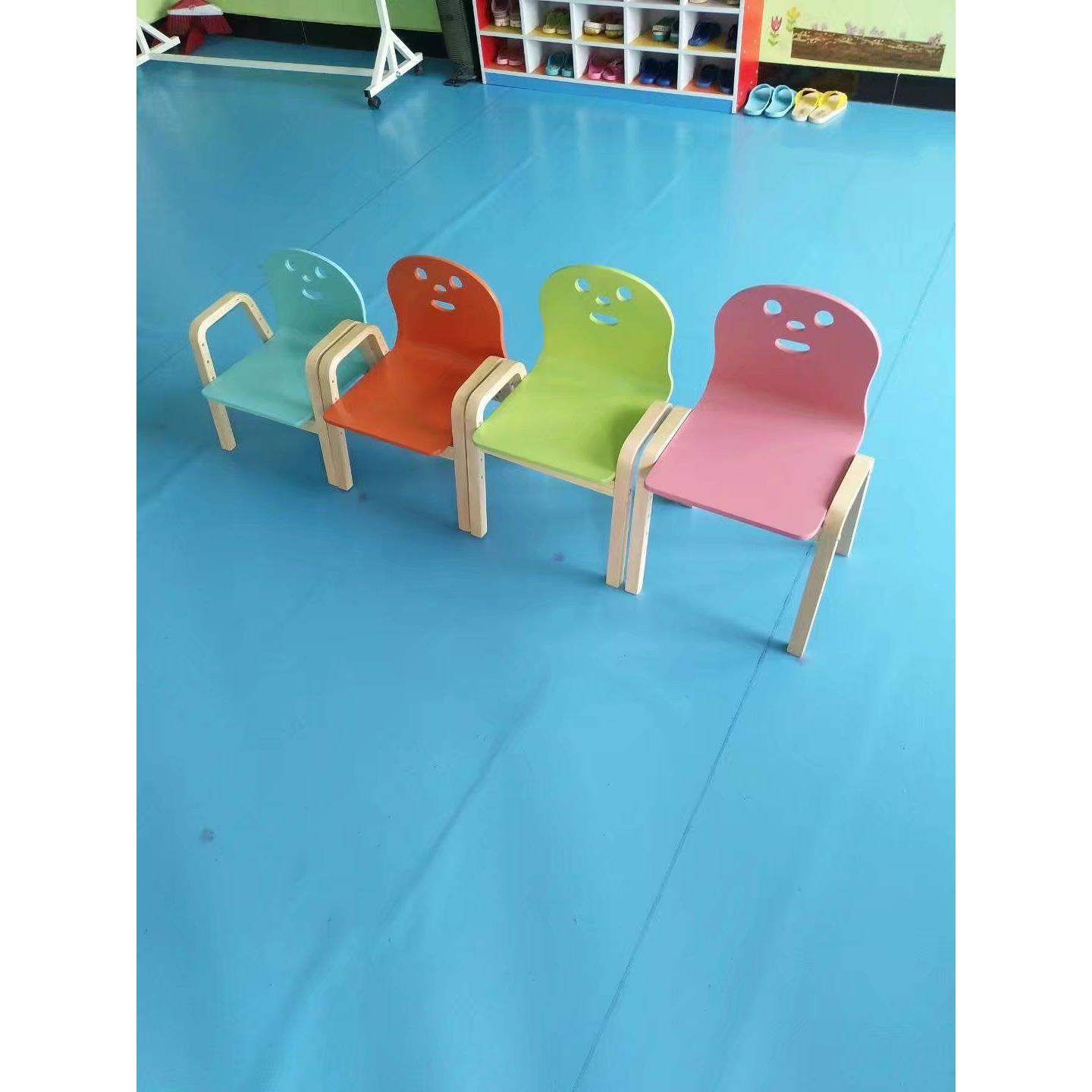 外贸实木儿童餐椅宝宝凳子四档可调升降笑脸木制板凳幼儿园学习椅