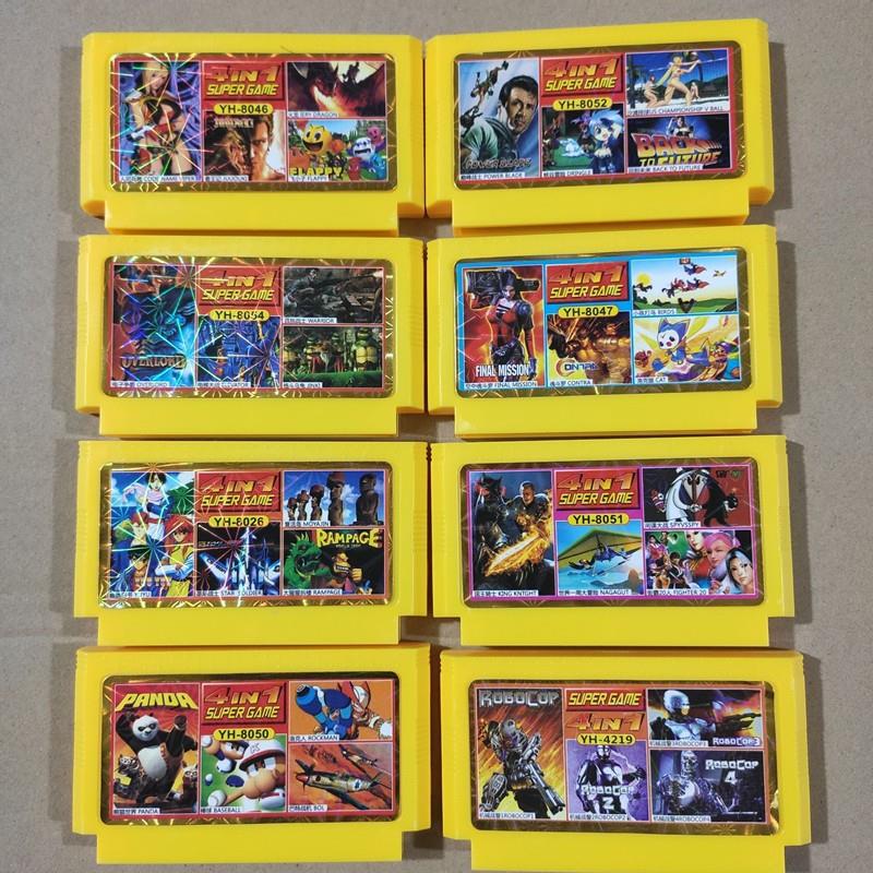 插卡游戏机游戏卡fc红白机魂斗罗卡片黄卡四合一合1卡带盒8位
