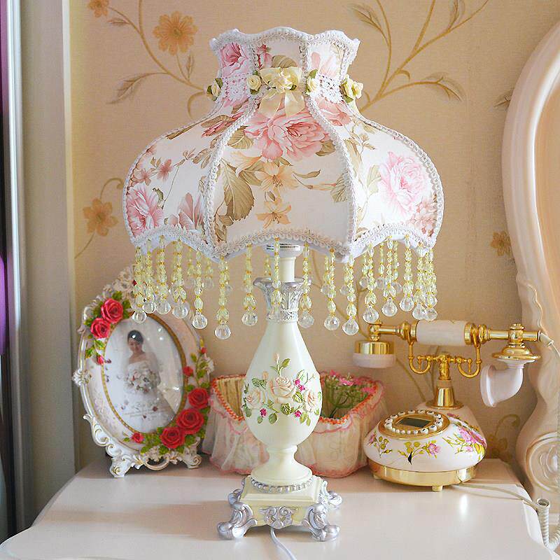 欧式卧室床头灯公主浪漫田园结婚礼品可调光婚房温馨遥控覆古台灯