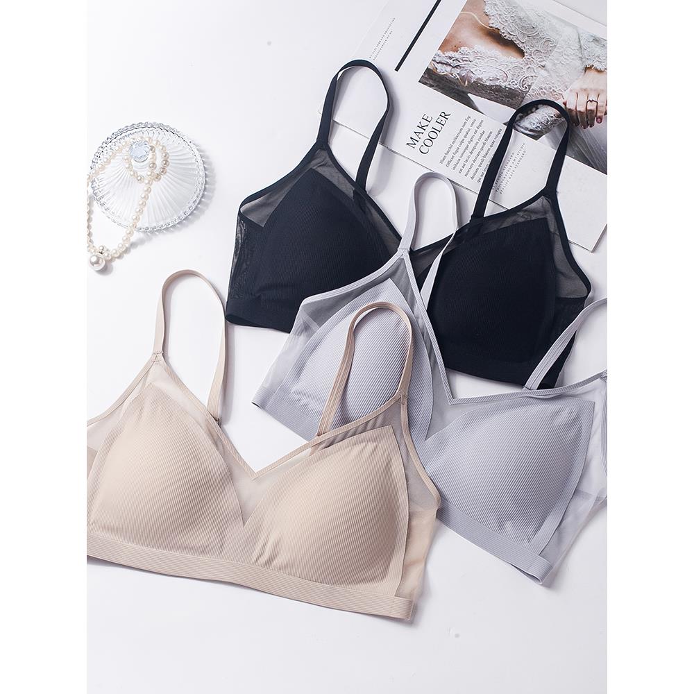 新款桑蚕丝无痕贴合三角杯文胸超薄款透气亲肤无钢圈真丝里料内衣