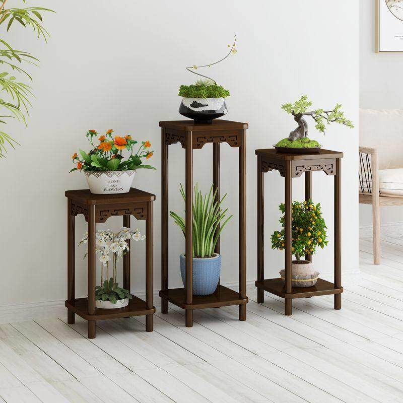 客厅电视柜两边摆设花架实木中式花台阳台家用落地式室内置物架。
