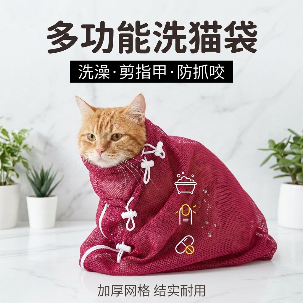 宠物专用洗猫袋防抓防咬固定笼式