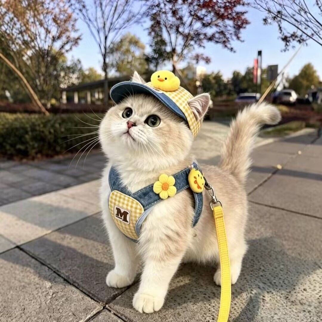 猫咪专用防挣脱牵引绳套装含与