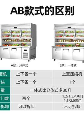 猛冷藏冻子母柜冷商世用吊柜冰箱展示柜IYX餐饮厨房立式工冰作台