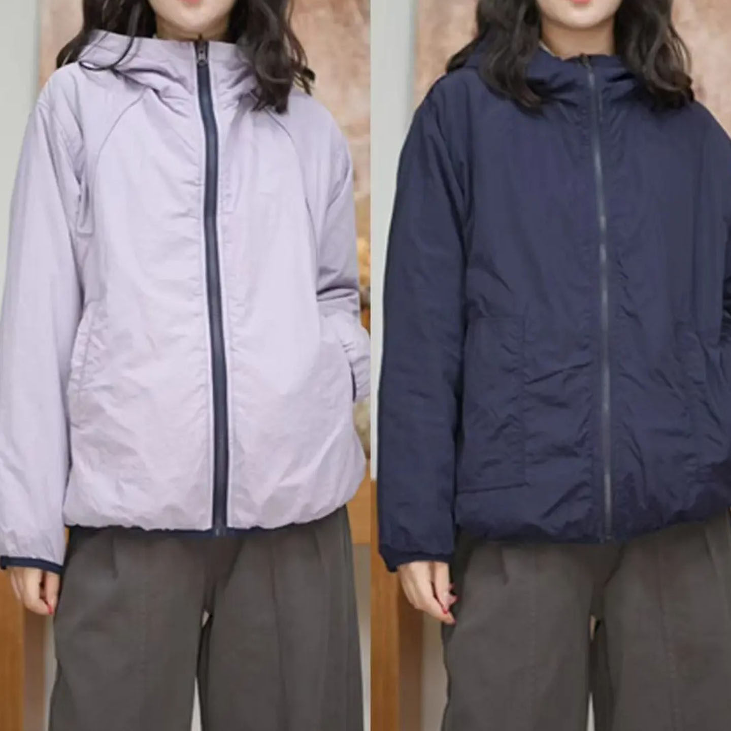2026冬季连帽棉服女双面穿拉链防风保暖外套宽松百搭减龄