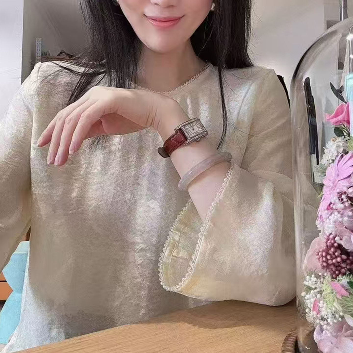 新中式国风圆领长袖衬衫女