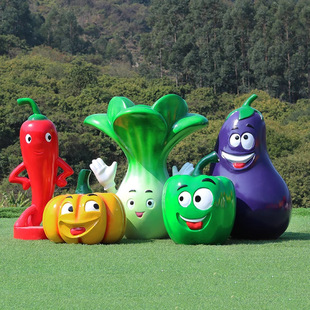 卡通水果蔬菜雕塑玻璃钢草莓玉米苹果大白菜农场庄园户外模型摆件