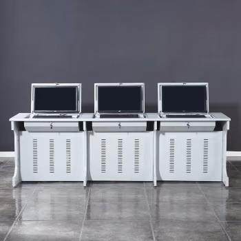 手动液晶屏隐藏式翻转电脑桌显示屏手动翻转箱隐藏式显示屏翻转机