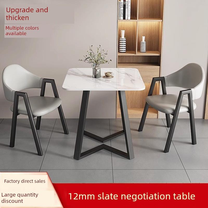 轻奢岩板洽谈桌椅组合家用阳台休闲办公会客接待小方桌奶茶店餐桌