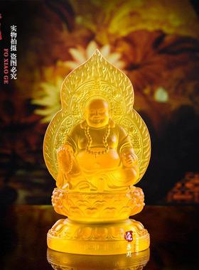 新款树脂仿琉璃大肚弥勒佛客厅居家供奉笑佛像招财摆件厂家结缘