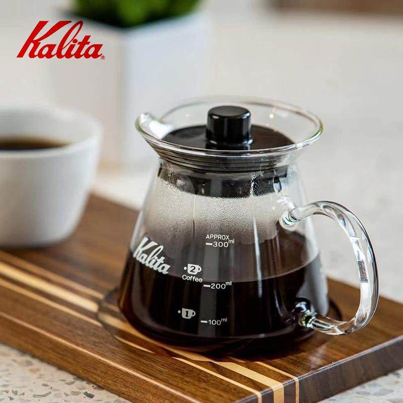 日本进口Kalita 耐热玻璃 手冲咖啡分享壶 花茶壶带刻度300/500ml