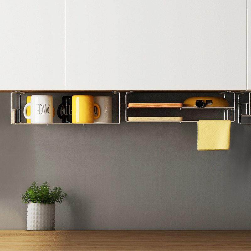 厨房吊柜下挂篮置物架304不锈钢整体橱柜内分层架 悬挂收纳菜板砧