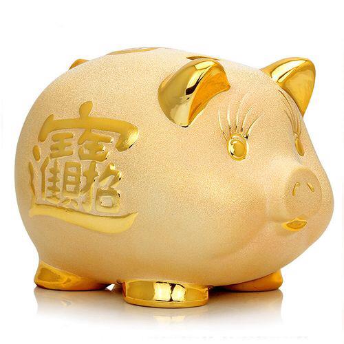 金猪存钱罐陶瓷超大号招财金猪存钱罐创意摆件儿童祇进不出储蓄罐