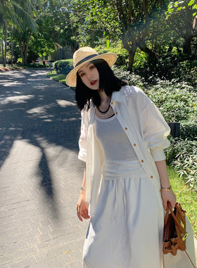 PRASE吕噜噜【天然氧吧】100亚麻微胖显瘦女时尚宽松纯色长袖衬衫