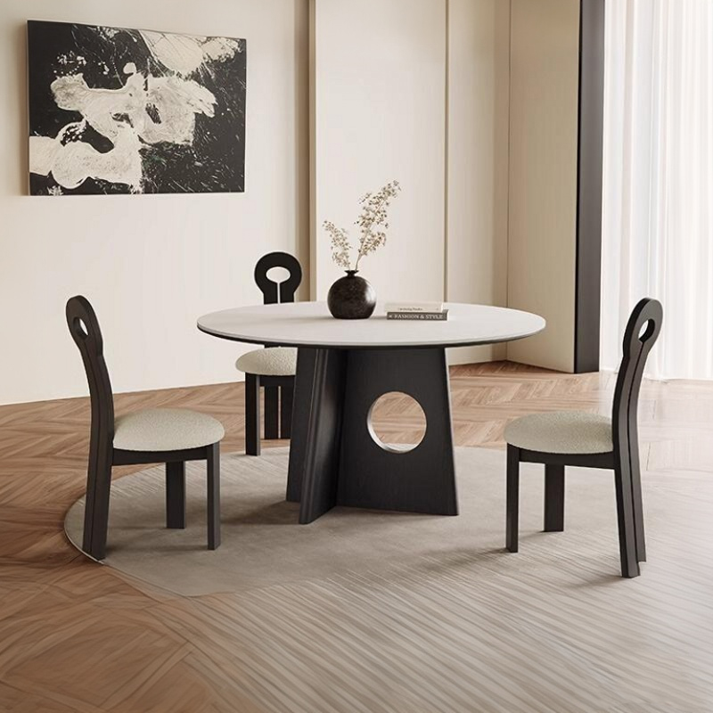 欧派圆形岩板洞洞餐桌