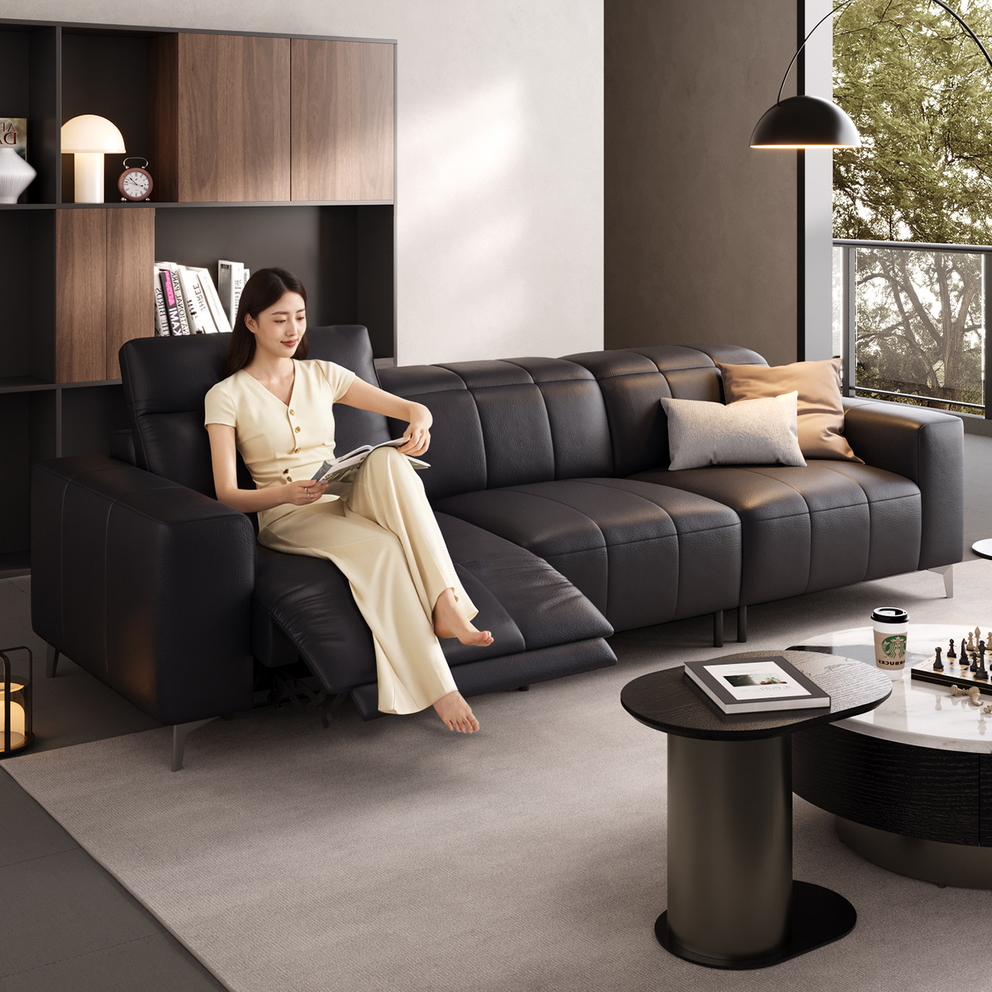 政府补贴欧派电动功能沙发意式极简小户型客厅真皮零靠墙直排沙发,住宅家具,功能沙发,淘宝优惠券,粉丝福利购,淘宝优惠卷