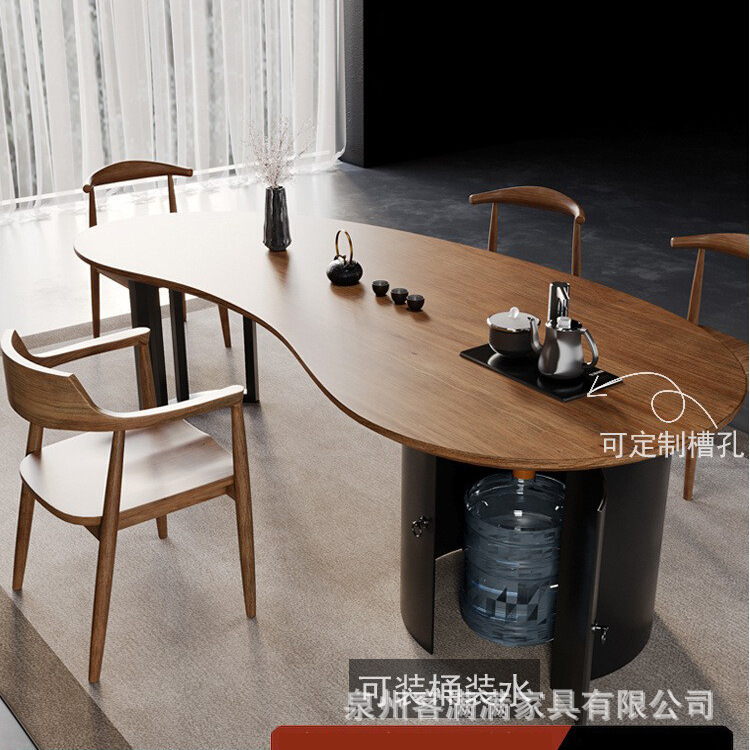 实木茶桌椅组合家用简约喝茶桌设计师异形泡茶桌办公室大板泡茶台