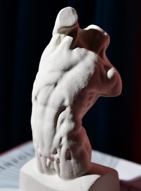 白色陶瓷磨砂面手感抽象半身人物雕像摆件美式书房玄关客厅摆设