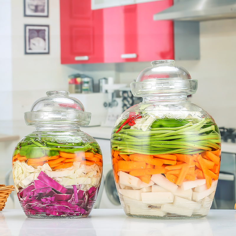四川泡菜坛子玻璃加厚透明家用水密封腌制咸菜酸菜淹菜缸糖蒜罐子