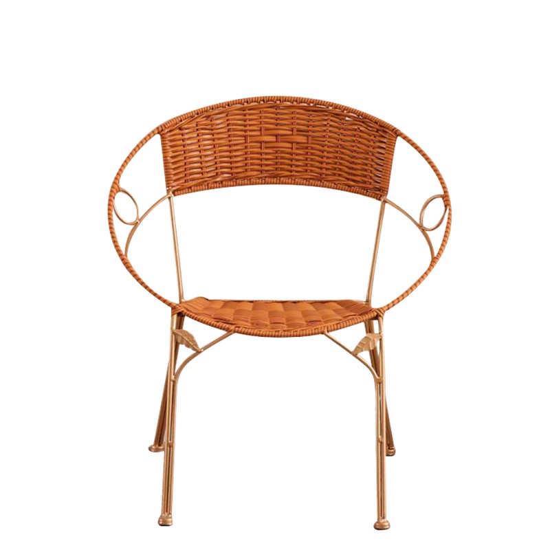 圈椅子靠背椅藤编藤椅家用单个休闲围椅阳台铁艺凳子喝茶桌椅组合