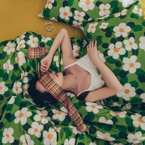 套V4O法式手绘风纯棉被单件2被F76SJS9S00*20双人被罩复古怀旧5单