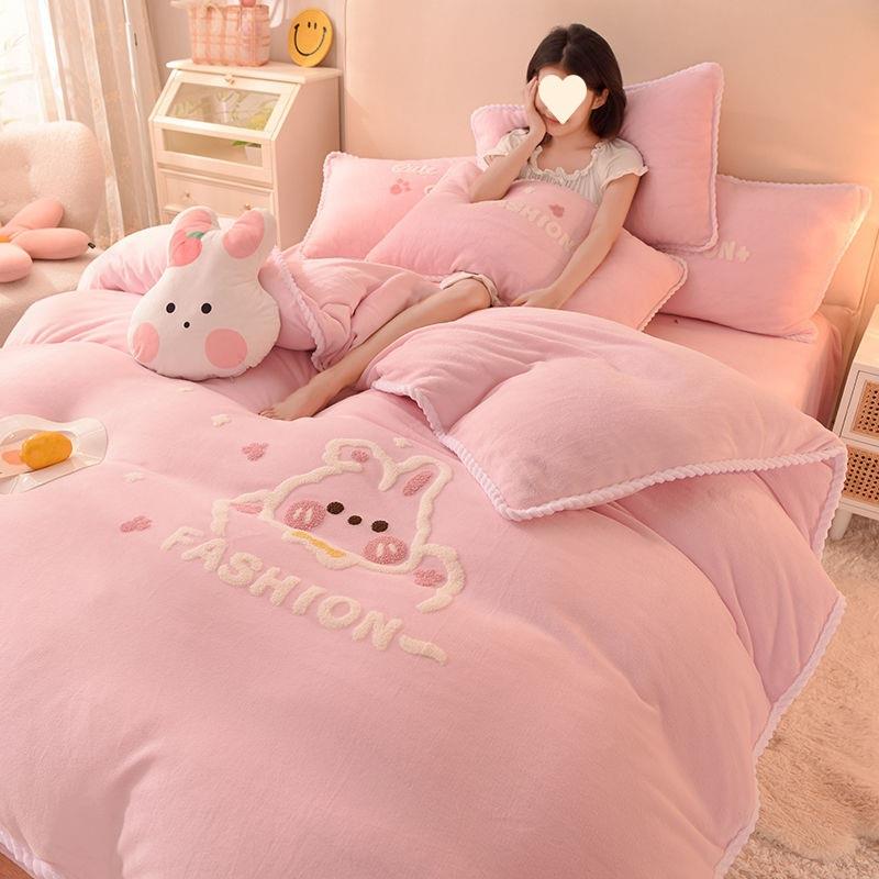 公主风少女心水洗ZEH棉四件套四季通韩版被三套床学笠生宿用舍床