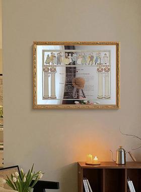 法式复钢琴琴谱镜子画小众艺装饰术画客厅al202510卧室钢室镜古面