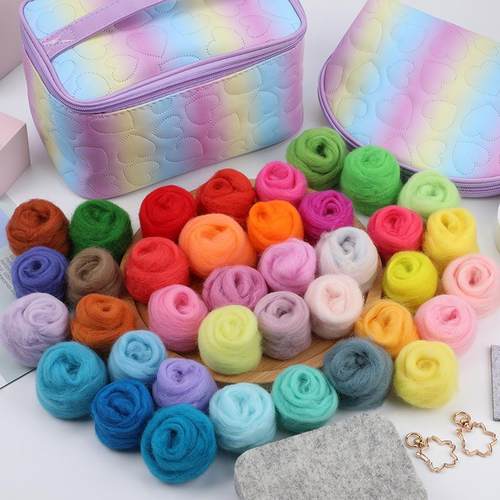 亚逊热销48色克羊毛ZAM马套装羊毛毡戳戳乐工具套装炫彩工具包