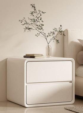 简代约现床头柜奶油风NNV实木收纳超新窄储款三层轻奢卧室物床边