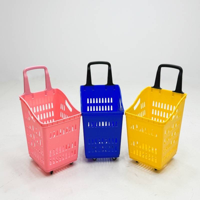 超市购物篮 拉杆带轮塑料买菜篮 大卖场购物筐 手提篮 购物篮筐