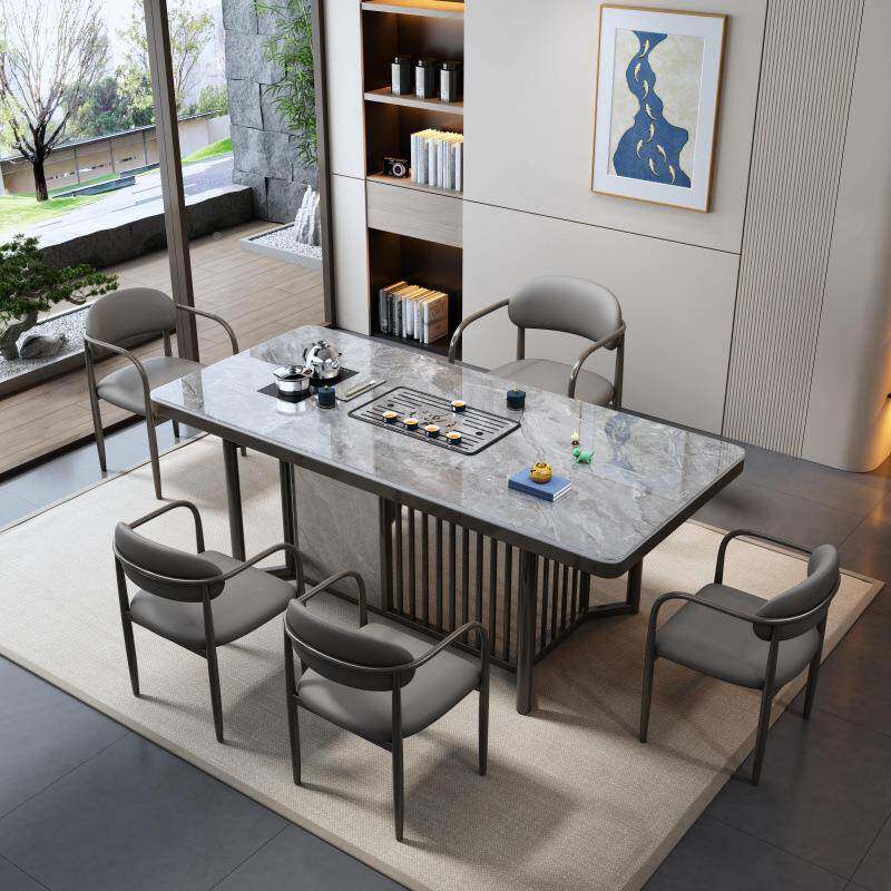 岩板茶桌客厅家用茶茶台办公嵌室桌烧水壶一体入式AOA茶茶泡几