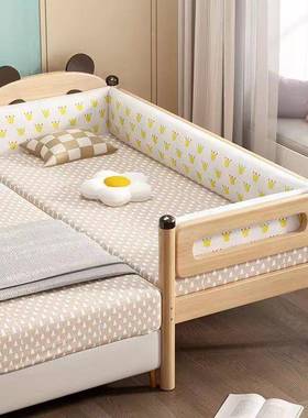 儿实木童床宝接床小床婴宝儿床边橡木加拼宽拼接大床带护PBV栏单