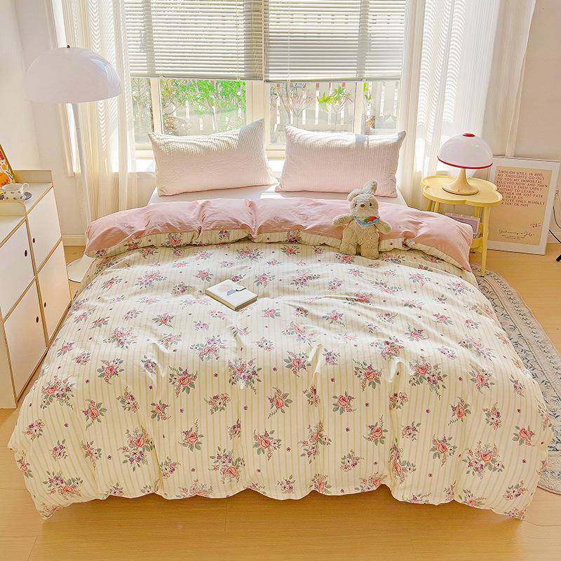 简约印花罩被件套单纯学棉生宿舍卡通单人双人被单品全棉四ning季,床上用品,学生床品套件,淘宝优惠券,粉丝福利购,淘宝优惠卷