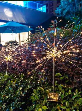 LED太阳色能FHU烟花灯暖90灯120灯0灯草1坪地插节日5氛围灯