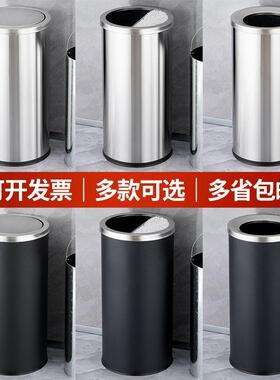 不锈钢垃圾用桶酒港店大堂翻盖加影厚圆形PDD54902厨房大号高档式