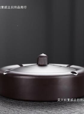 中式烟厅灰缸创意个性潮防流多能家用客大号电木烟缸FHC功带盖风