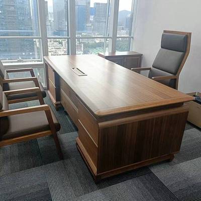 ShJ新中式实木老板桌总裁桌董事长办公室大班台高挡轻奢办公家具