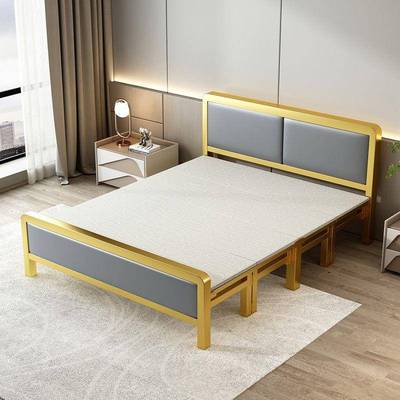 床折叠床用双人铁架床带床垫出租屋简NUI易床硬板床办室午休家单