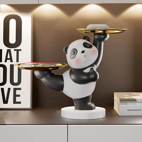 功夫熊猫双托盘纳收玄关电视柜装饰品摆酒DKK件熊猫现茶几装饰代