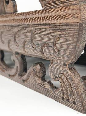 木小龙舟博古翅架文玩展示架木质工艺品书房茶几中式摆鸡件101313