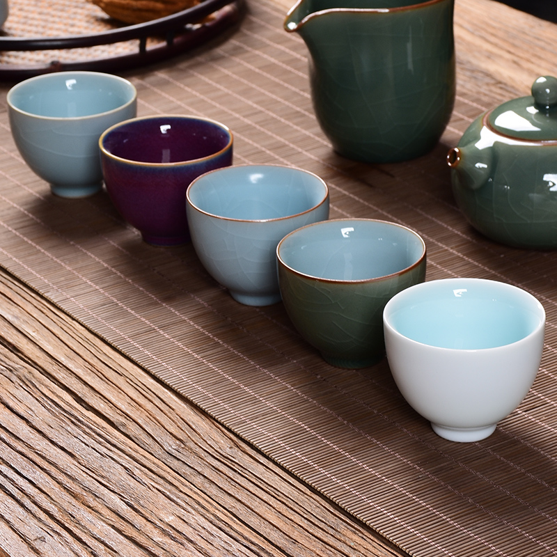 官哥汝定钧窑陶瓷功夫小茶杯家用茶碗品茗杯单茶具斗笠主人茶盏