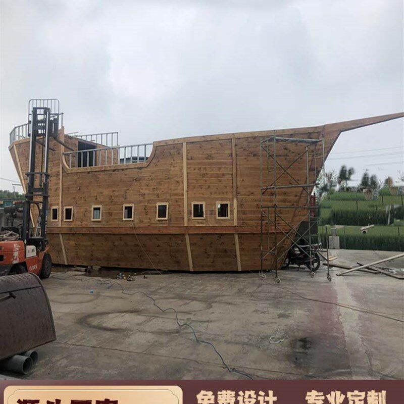 大型古战船清代布设河道实木镀锌钢景观船厂广场定制复式船楼